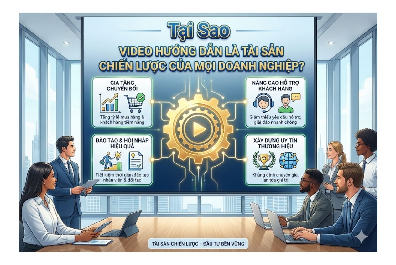Nhân viên đang phân tích chiến lược video hướng dẫn