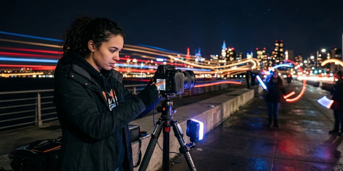 chinh iso tao video light painting