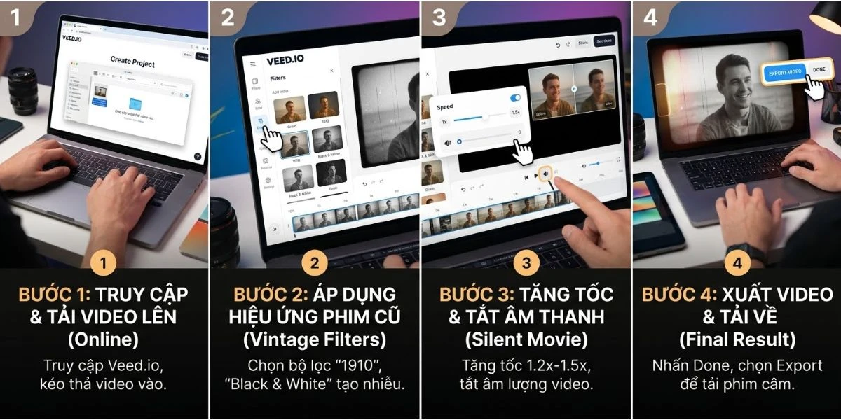 Dùng VeedIo làm phim câm