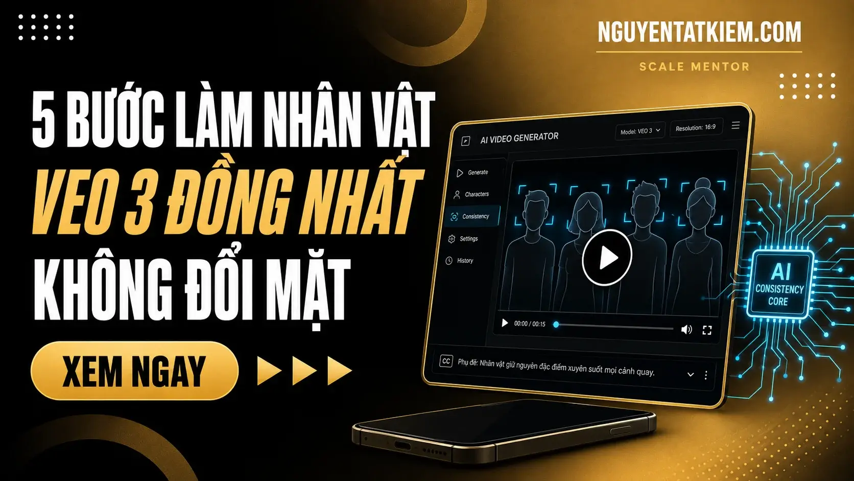 Cách Làm Video AI Veo 3 Đồng Nhất Nhân Vật Mọi Cảnh